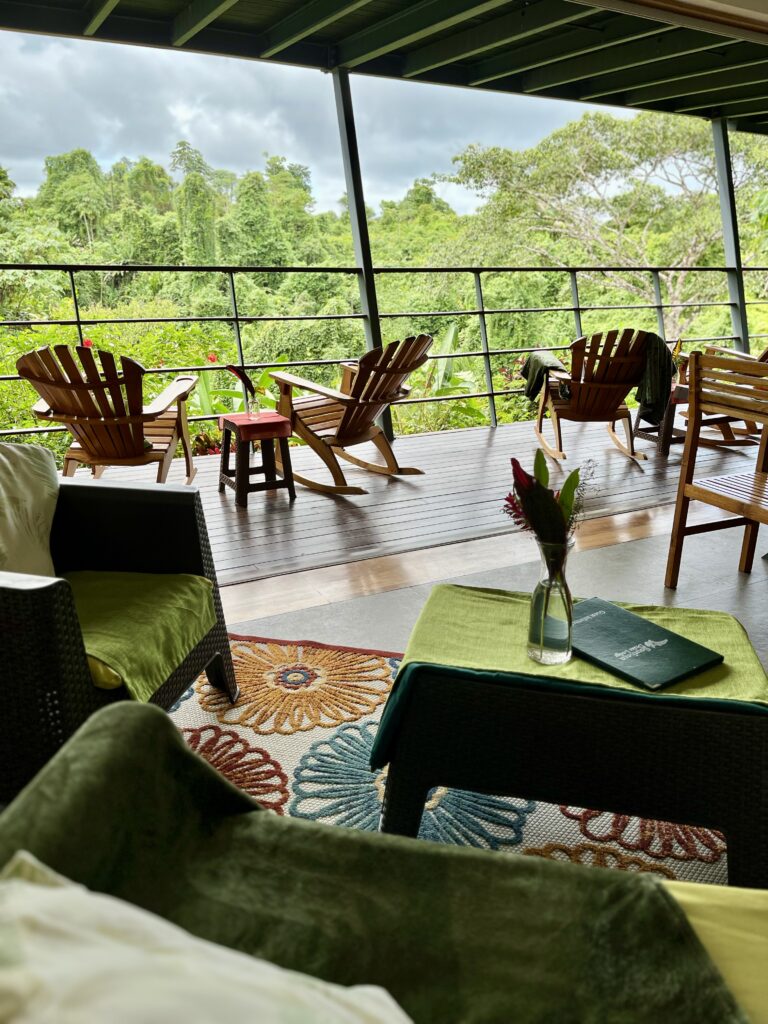Jungle suite spacious living area with wraparound deck and rainforest views