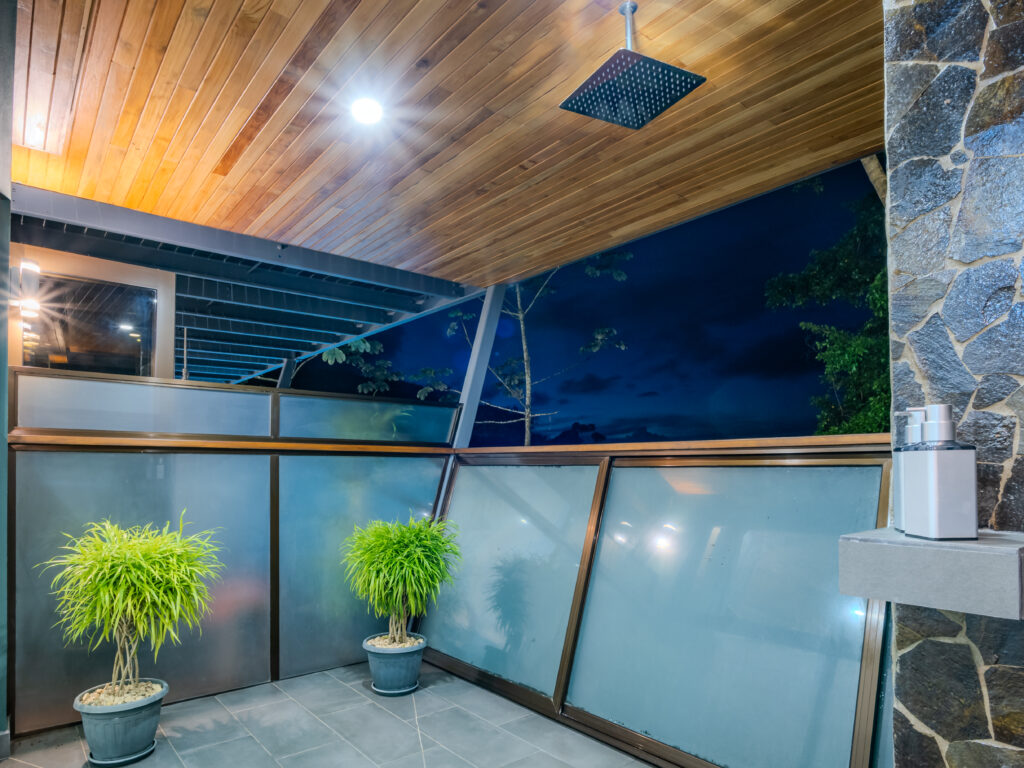 Ocean Suite large rainforest shower area at Southern Drake Lodge