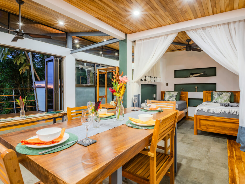 Dining area in open plan suite