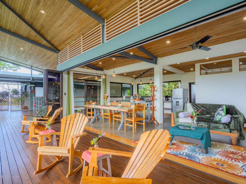 Living and outside seating area in the rainforest suite
